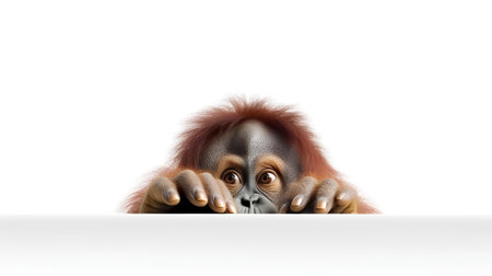 Photo of a orangutan on white backgroundの素材