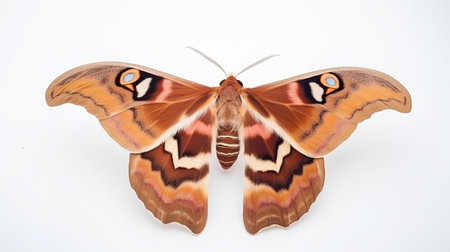 Photo of a atlas moth on white backgroundの素材