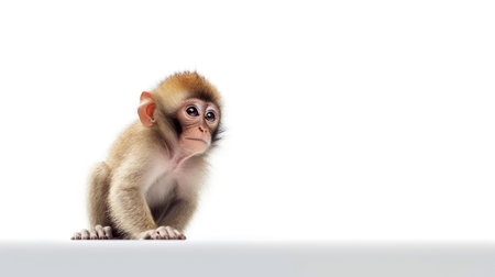 Photo of a monkey on white backgroundの素材