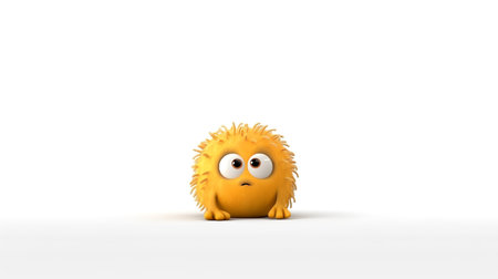 Photo of a cute little pet in yellow color on white backgroundの素材