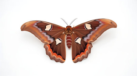 Photo of a atlas moth on white backgroundの素材