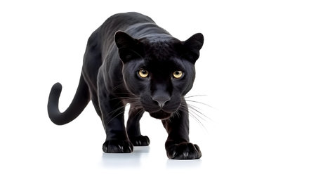 Photo of a panther on white backgroundの素材