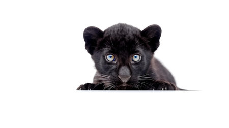 Photo of a panther on white backgroundの素材