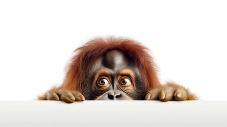 Photo of a orangutan on white backgroundの素材
