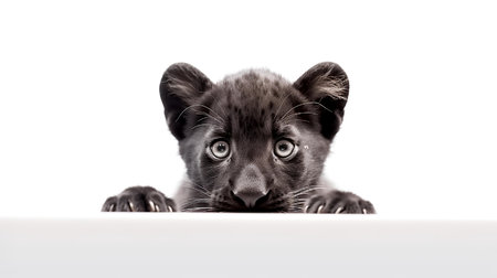 Photo of a panther on white backgroundの素材