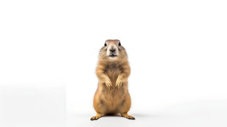 Photo of a prairie dog on white backgroundの素材