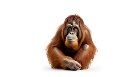 Photo of a orangutan on white backgroundの素材