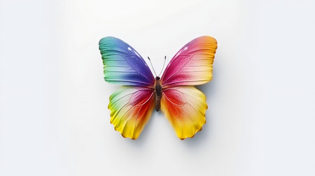 Photo of a rainbow butterfly on white backgroundの素材