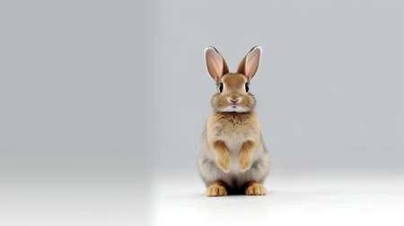 Photo of a rabbit on white backgroundの素材