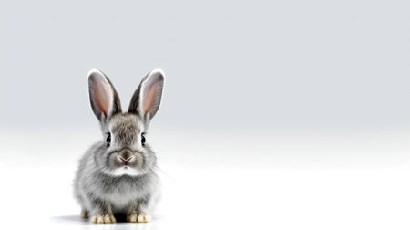 Photo of a rabbit on white backgroundの素材