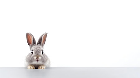 Photo of a rabbit on white backgroundの素材