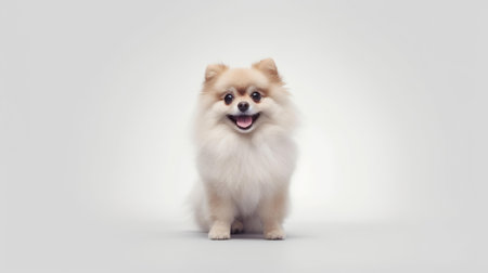 Photo of a pomeranian dog on white backgroundの素材