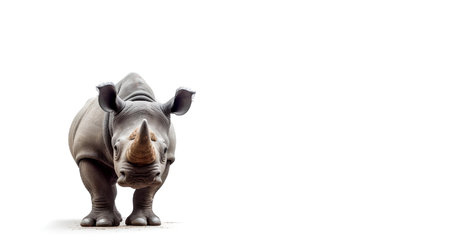 Photo of a rhino on white backgroundの素材
