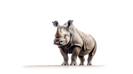 Photo of a rhino on white backgroundの素材