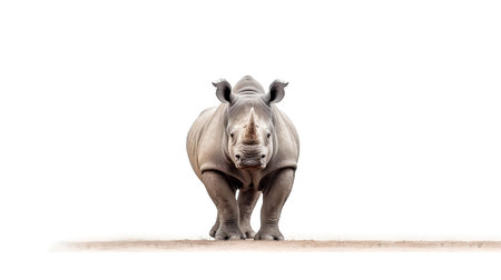 Photo of a rhino on white backgroundの素材