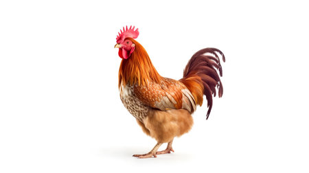 Photo of a chicken on white backgroundの素材