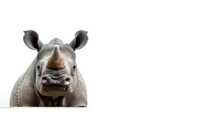 Photo of a rhino on white backgroundの素材