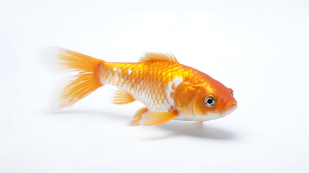 Photo of a sanke koi on white backgroundの素材