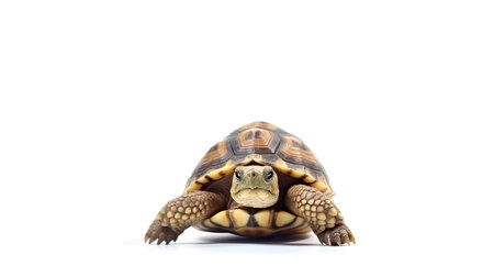 Photo of a tortoise on white backgroundの素材