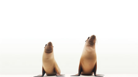 Photo of a sealions on white backgroundの素材