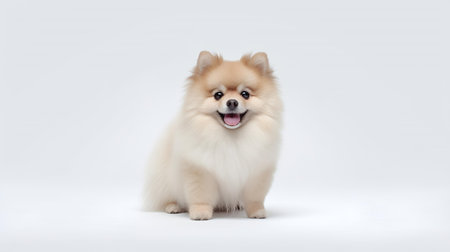 Photo of a pomeranian dog on white backgroundの素材
