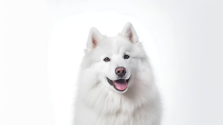 Photo of a samoyed on white backgroundの素材