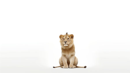 Photo of a lion on white backgroundの素材