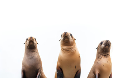 Photo of a sealions on white backgroundの素材