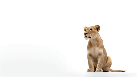 Photo of a lion on white backgroundの素材