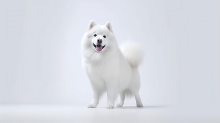 Photo of a samoyed on white backgroundの素材
