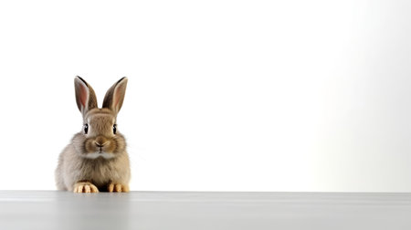 Photo of a rabbit on white backgroundの素材