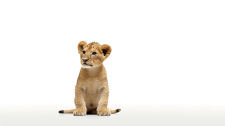Photo of a lion on white backgroundの素材