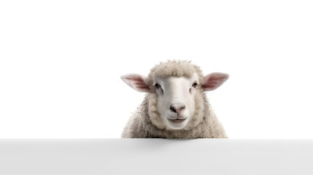 Photo of a sheep on white backgroundの素材