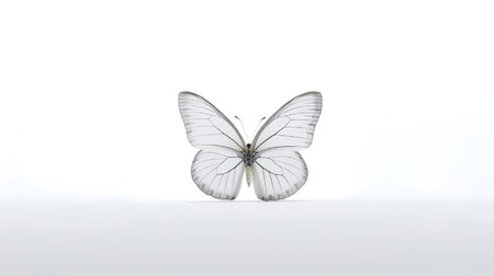 Photo of a Black veined White Butterfly on white backgroundの素材