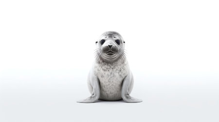 Photo of a seals on white backgroundの素材