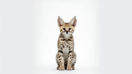 Photo of a serval on white backgroundの素材