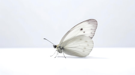 Photo of a Black veined White Butterfly on white backgroundの素材