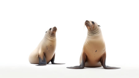 Photo of a sealions on white backgroundの素材
