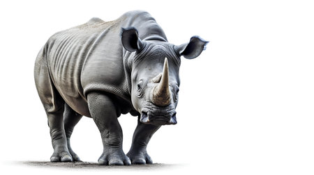 Photo of a rhino on white backgroundの素材