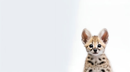 Photo of a serval on white backgroundの素材