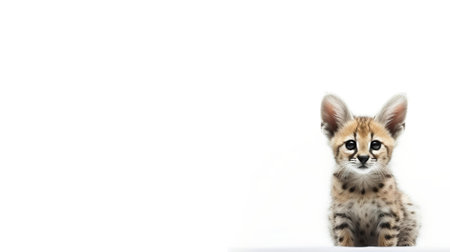 Photo of a serval on white backgroundの素材