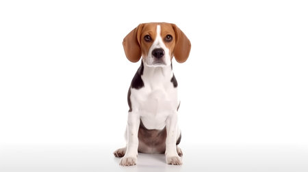 Photo of a Beagle on white backgroundの素材