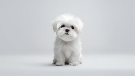 Photo of a shih tzu on white backgroundの素材