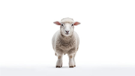 Photo of a sheep on white backgroundの素材