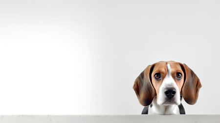 Photo of a Beagle on white backgroundの素材