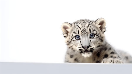 Photo of a snow leopard on white backgroundの素材