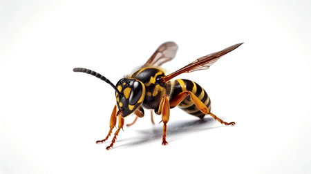 Photo of a wasp on white backgroundの素材