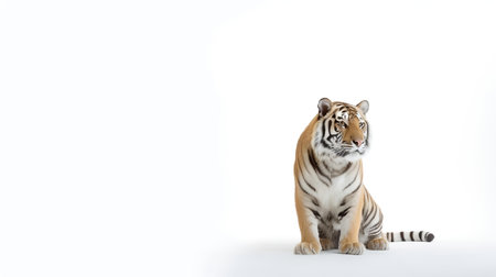 Photo of a tiger on white backgroundの素材