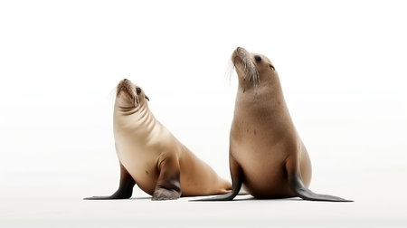 Photo of a sealions on white backgroundの素材