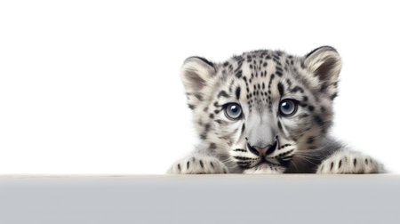 Photo of a snow leopard on white backgroundの素材